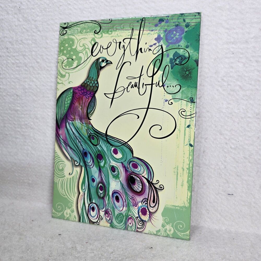 Open Road Peacock Metal Sign 8 x 12 Everything Beautiful Hallmark Wall Hanging